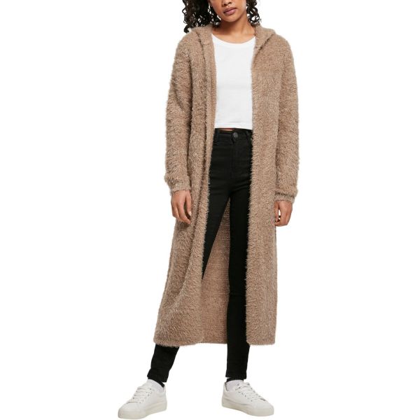 Urban Classics Ladies - Hooded Feather Long Cardigan