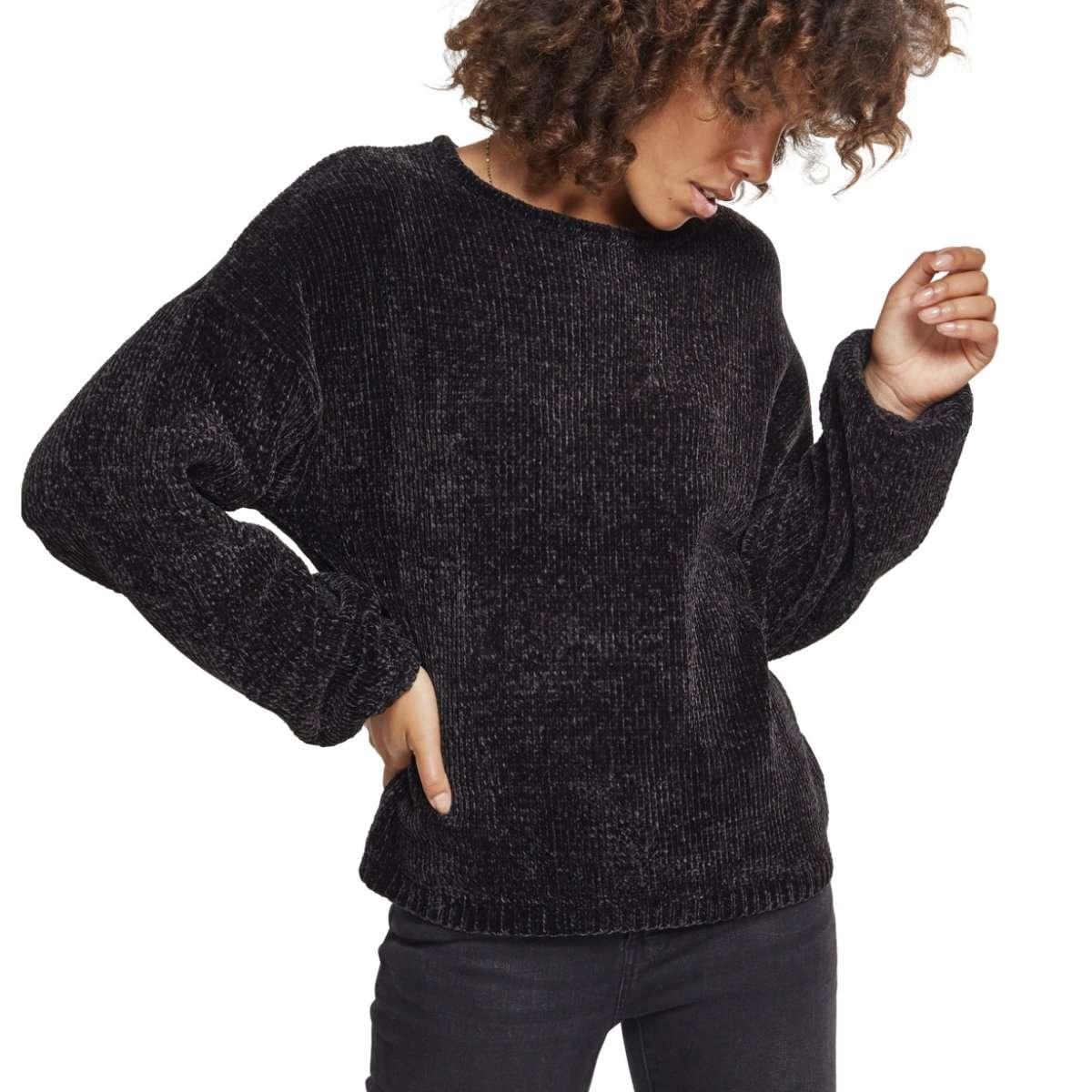 Urban Classics Women's Oversized Christmas Sweater – Reindeer & Snowflake Design, Acoustic, Ribbed Cuffs