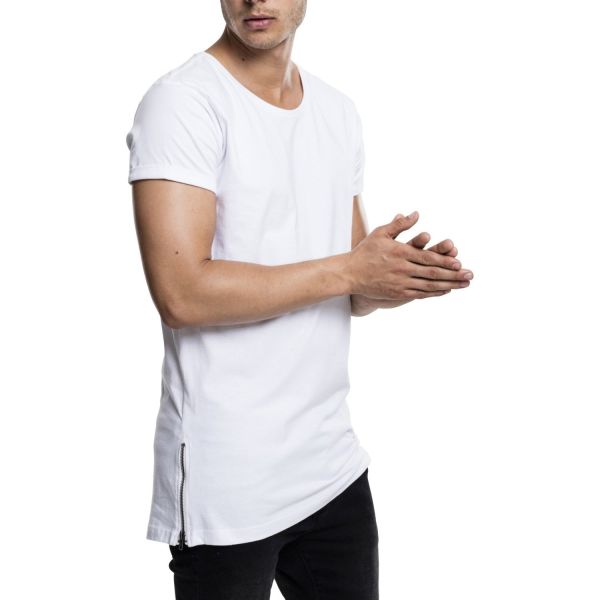 Urban Classics - ZIPPED SHAPED Long Tee blanc