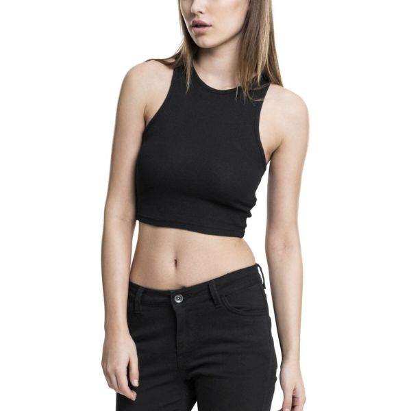 Urban Classics Ladies - Cropped Rib Tank Top Shirt bauchfrei