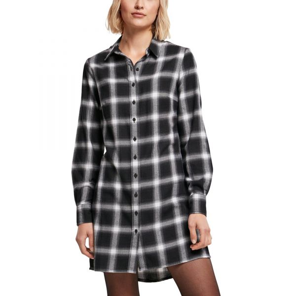 Urban Classics Ladies - Check Flanell Shirt Kleid schwarz