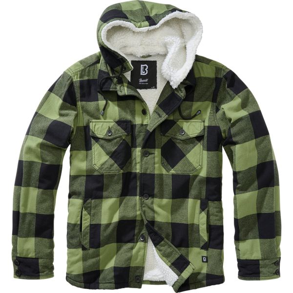 Brandit - Hooded Lined Lumberjack Jacket black / charcoal