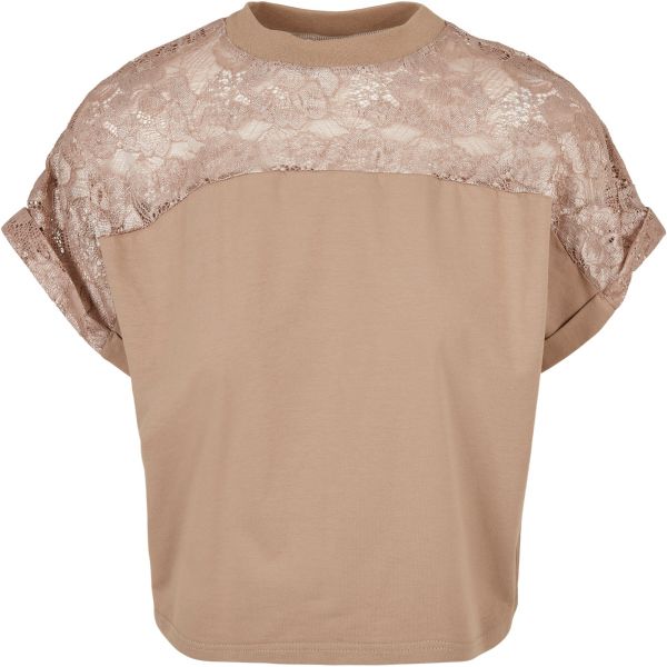 Urban Classics Ladies - Short Oversized Lace Top taupe