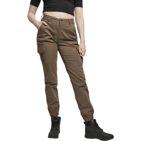 Urban Classics Ladies - High Waist Stretch Cargo Pants taupe