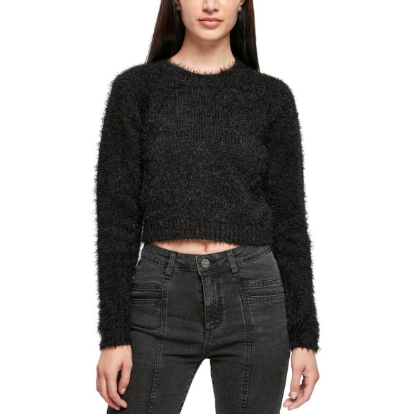 Urban Classics Ladies - Cropped Feather Sweater Pullover