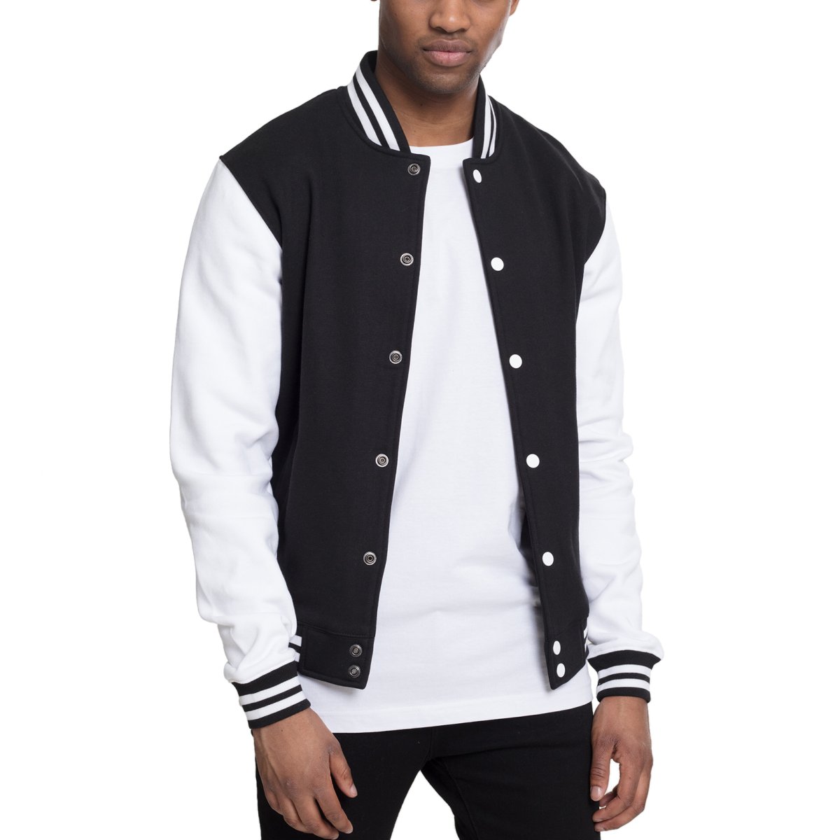 Urban Classics - 2-TONE College Jacket black / white | College Jackets |  Jackets | MENS | URBAN STREET EN