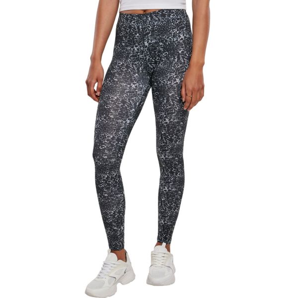 Urban Classics Ladies - All-Over-Pring Leggings noir