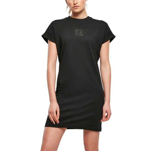 Urban Classics Ladies - Cut-On-Sleeve Printed Dress black