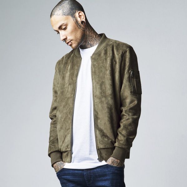 Urban Classics - Wildleder-Imitat Bomber Pilot Flieger Jacke