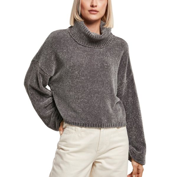 Urban Classics Ladies - Oversized Chenille Sweater asphalt
