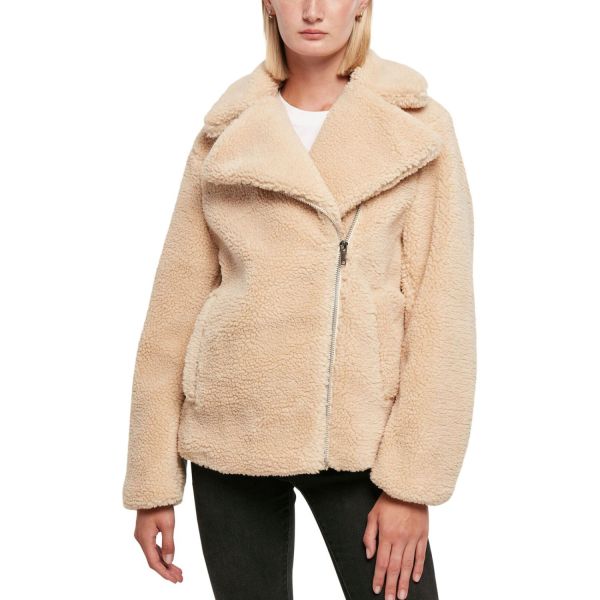 Urban Classics Ladies - SHERPA Biker Winter Jacket beige