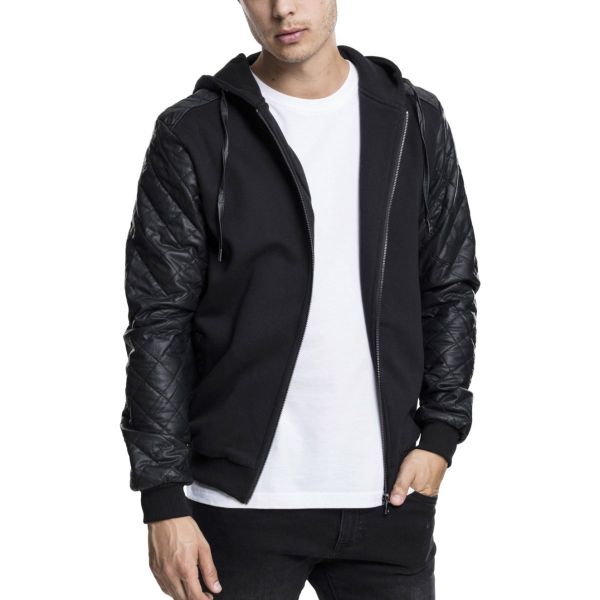 Urban Classics - Kunstleder Stepp Ärmel Zip Hoody