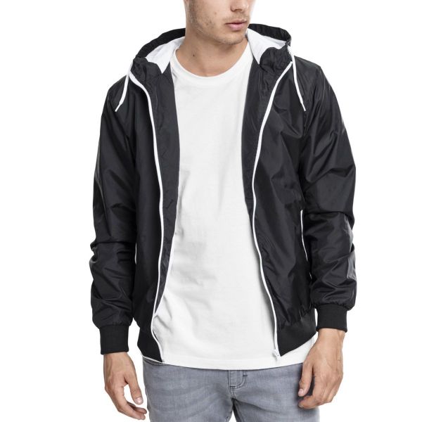 Urban Classics - CONTRAST WINDBREAKER black / white