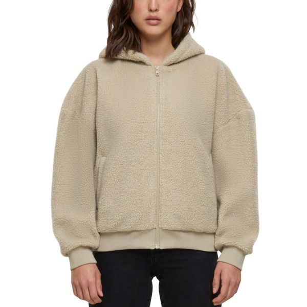 Urban Classics Ladies Oversized Sherpa Zip Hoody sand