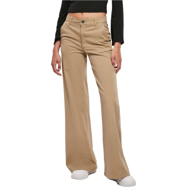 Urban Classics Ladies - High Waist Wide Leg Chino Pantalon