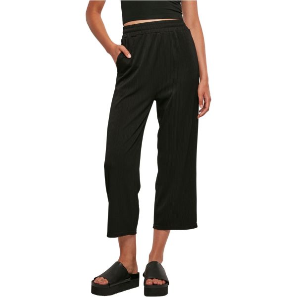 Urban Classics Ladies - Straight Leg Rib Culotte noir