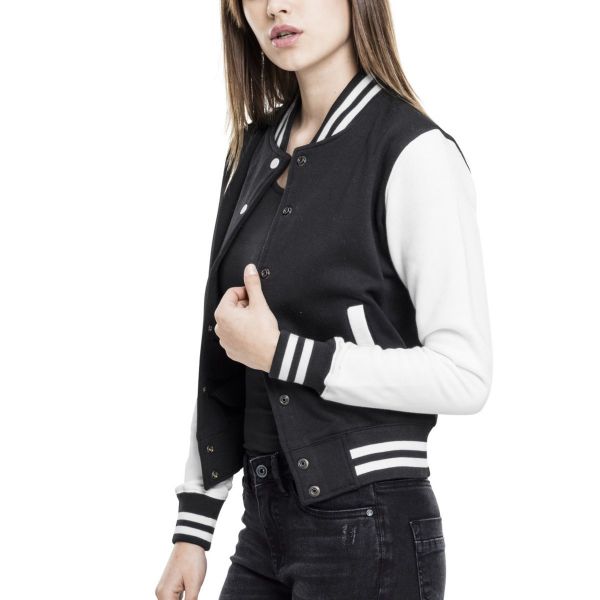 Urban Classics Ladies - College Sweat Jacket black / white