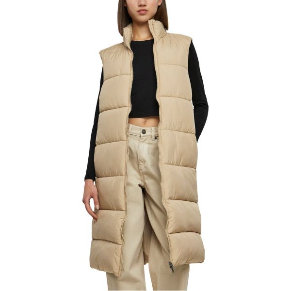 Urban Classics Ladies - PUFFER Long Vest sand