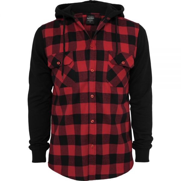 Urban Classics - HOODED Flanell Shirt rot