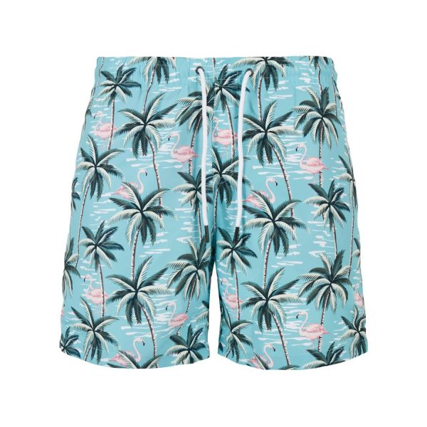 Urban Classics - PATTERN Swim Shorts palm leaves