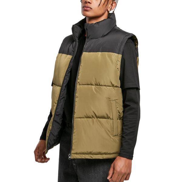 Urban Classics - Block Puffer Vest black / olive