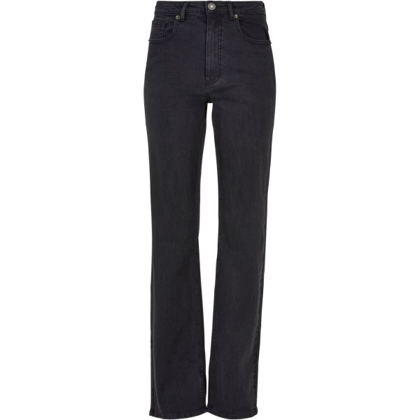 Urban Classics Ladies - High Waist Straight Slit Denim Jeans