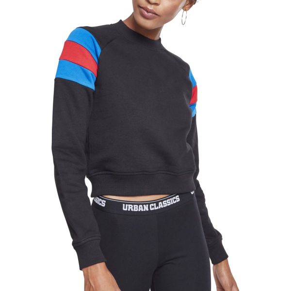 Urban Classics Ladies - Sleeve Stripe Short Pullover black