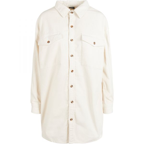 Urban Classics Ladies - Long Corduroy Overshirt white sand
