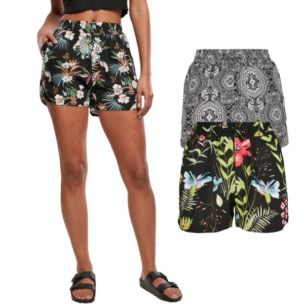 Urban Classics Ladies - RESORT Pattern Sommer Shorts