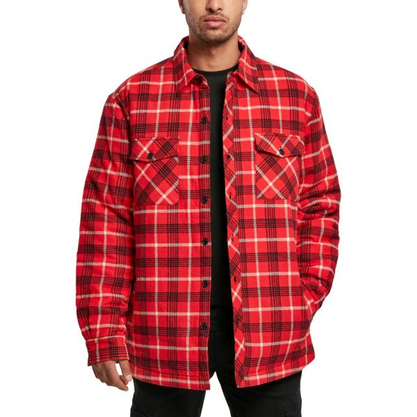 Urban Classics - Plaid Quilted Shirt Jacket red