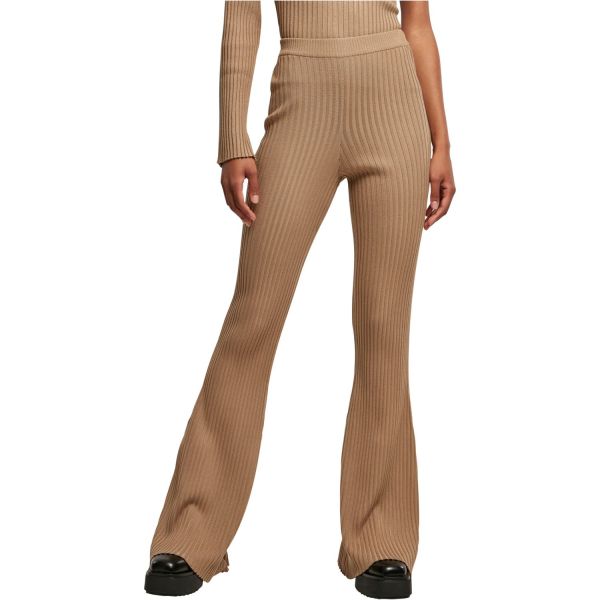 Urban Classics Ladies - Flared Rib Knit Leggings beige