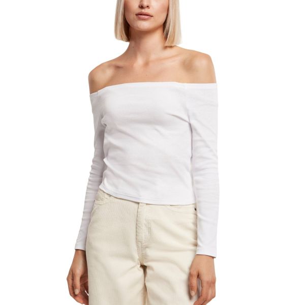 Urban Classics Ladies - Off Shoulder Rib Longsleeve