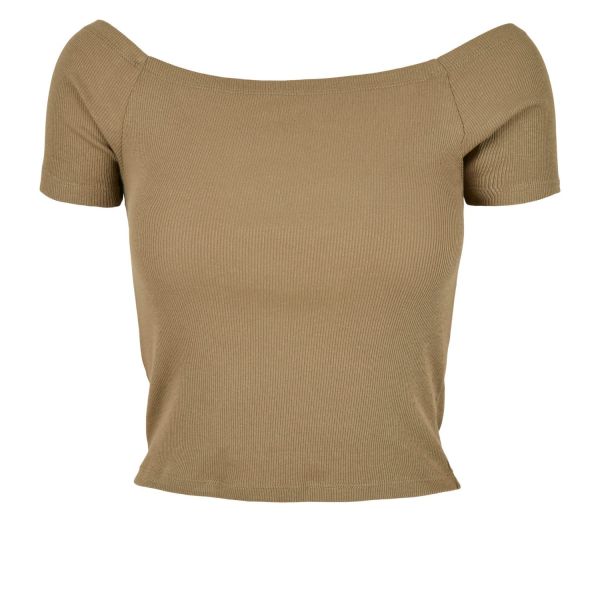 Urban Classics Ladies - Off Shoulder Rib Top khaki