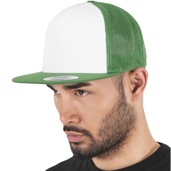 Flexfit Trucker 5-Panel Snapback Cap - celtic green / white