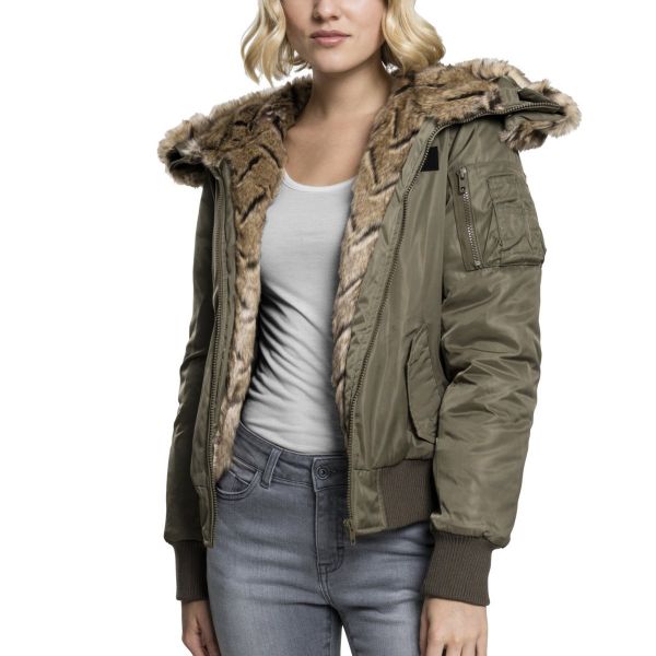 Urban Classics Ladies - Kunstpelz Bomber Winter Jacke