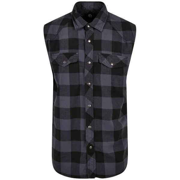 Brandit - CHECKED FLANELL Shirt white / black