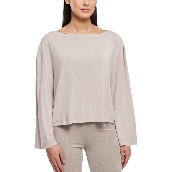 Urban Classics Ladies - Short Modal Bateau Longsleeve rose