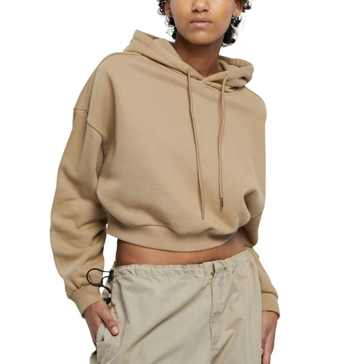 Urban Classics Ladies Oversized Cropped Hoody - Black, Size XL - View #4