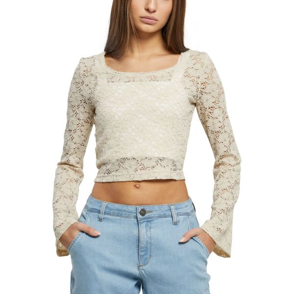 Urban Classics Ladies - LACES Cropped Longsleeve