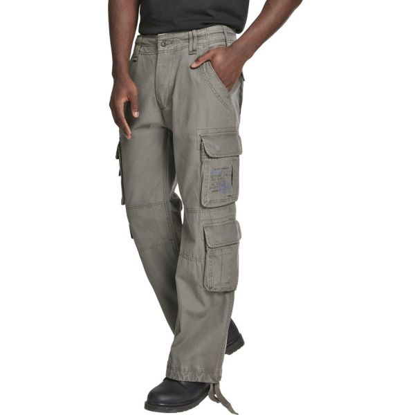 Brandit Pure Vintage Cargo Army Trousers white