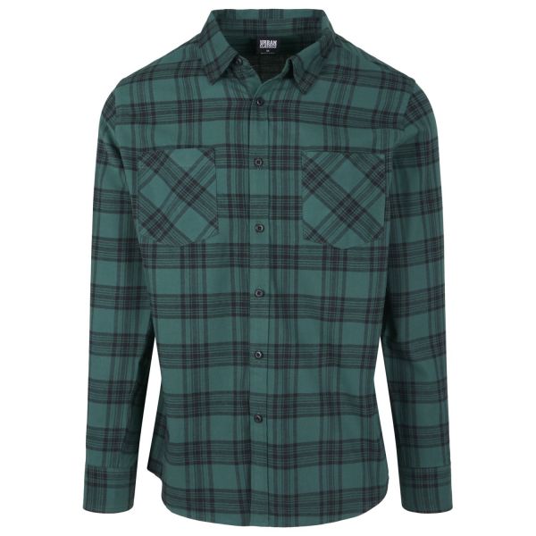 Urban Classics - A Carreaux FLANELL Chemise green