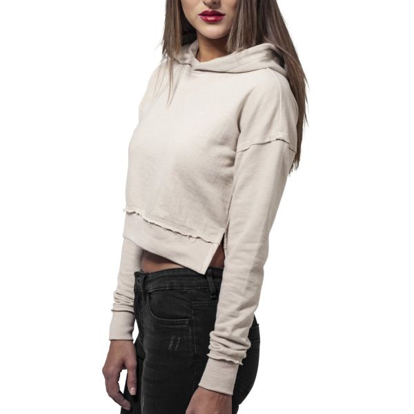 Urban Classics Ladies - Short Slub Terry Hoody sand beige