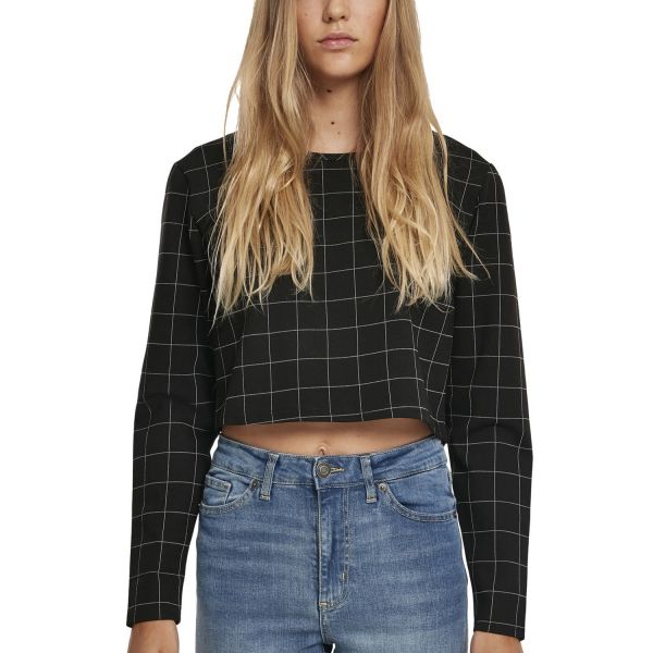 Urban Classics Ladies - CHECK Cropped Pullover black