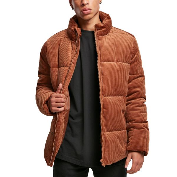 Urban Classics - BOXY PUFFER Corduroy Winter Jacket brown