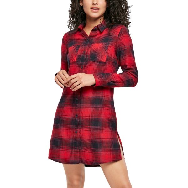 Urban Classics Ladies - Check Flanell Shirt Robe rouge