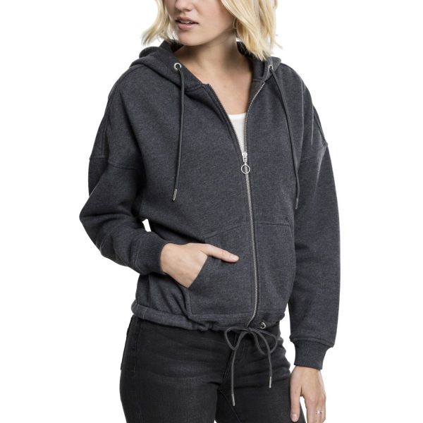 Urban Classics Ladies - KIMONO Zip Hoody Fleece Sweater