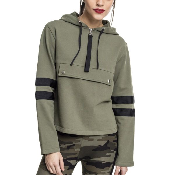 Urban Classics Ladies - Peached Terry Troyer Hoody olive