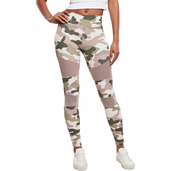 Urban Classics Ladies - TECH MESH Fitness Leggings rose camo