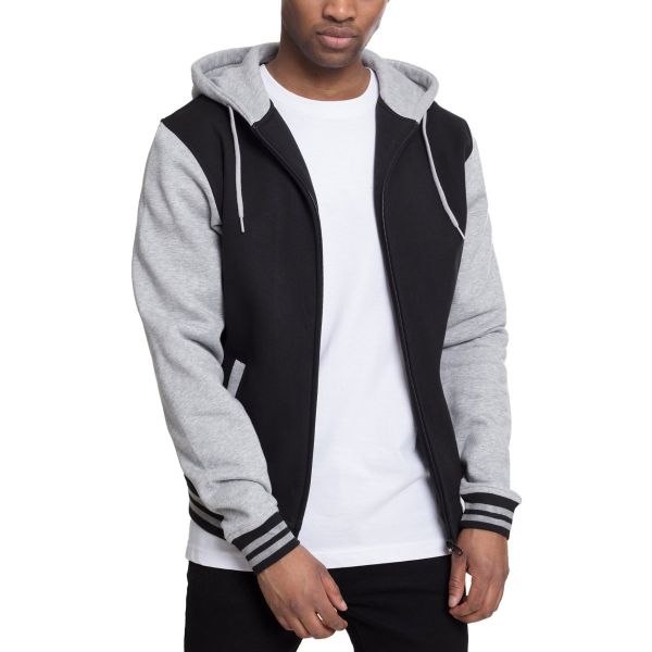 Urban Classics - 2-TONE Zip Hoody black / grey