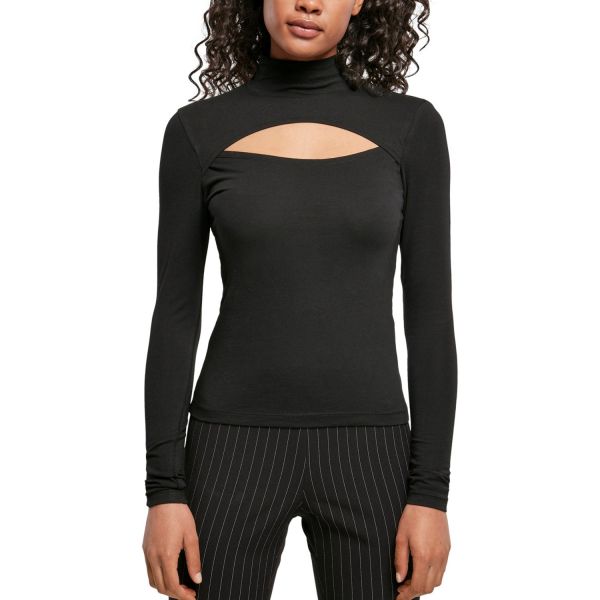 Urban Classics Ladies - Cut-Out Turtleneck Longsleeve